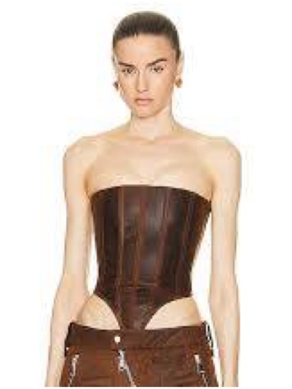 LaQuan Smith Brown Strapless Leather Tank - Picture 2 of 3